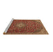 Sideview of Machine Washable Medallion Brown Traditional Rug, wshtr4419brn