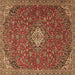 Square Medallion Brown Traditional Rug, tr4419brn