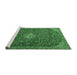 Sideview of Machine Washable Medallion Emerald Green Traditional Area Rugs, wshtr4419emgrn