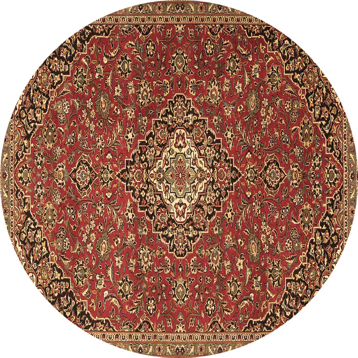 Round Medallion Brown Traditional Rug, tr4419brn