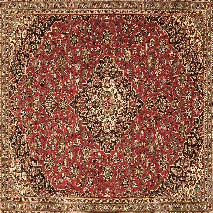 Square Machine Washable Medallion Brown Traditional Rug, wshtr4419brn