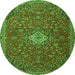 Machine Washable Medallion Green Traditional Area Rugs, wshtr4419grn