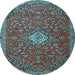 Round Medallion Light Blue Traditional Rug, tr4419lblu