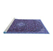 Sideview of Machine Washable Medallion Blue Traditional Rug, wshtr4419blu