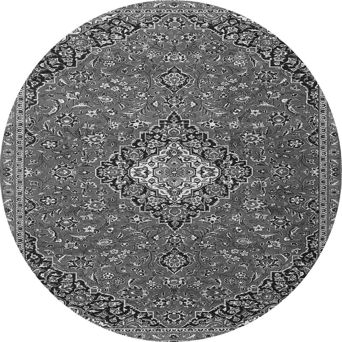 Machine Washable Medallion Gray Traditional Rug, wshtr4419gry