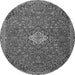 Machine Washable Medallion Gray Traditional Rug, wshtr4419gry