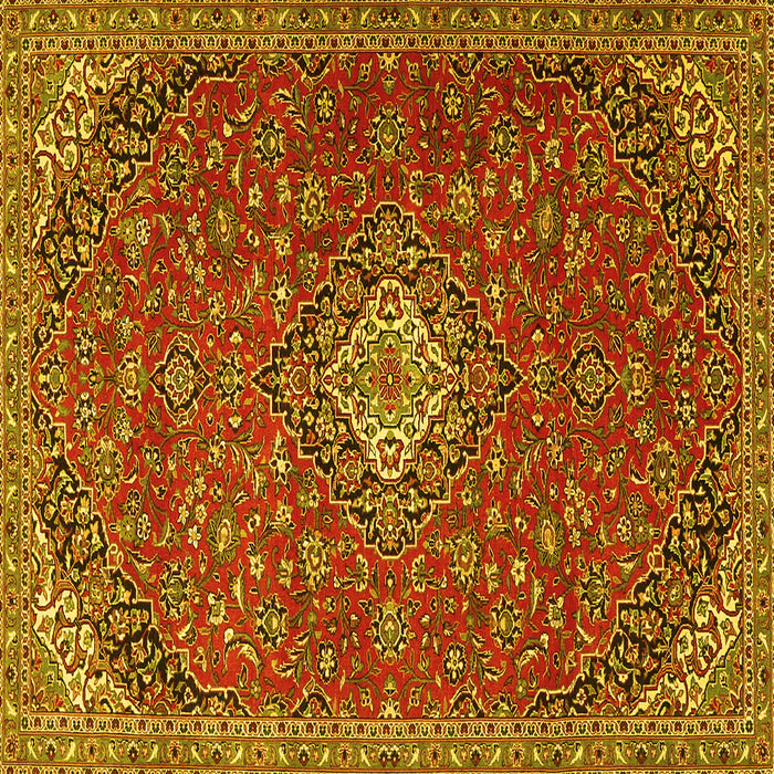 Square Medallion Yellow Traditional Rug, tr4419yw