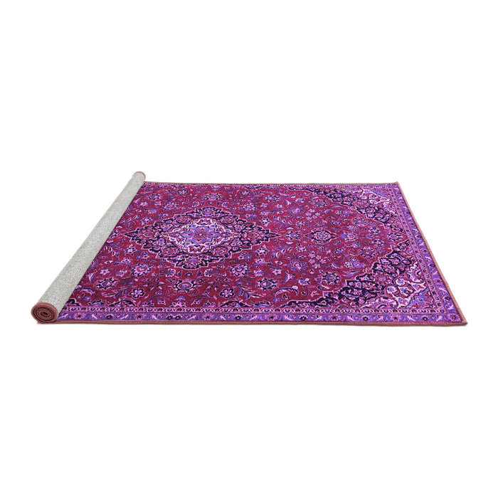 Sideview of Machine Washable Medallion Purple Traditional Area Rugs, wshtr4419pur