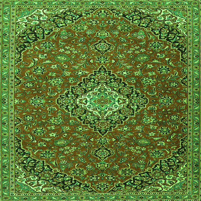 Serging Thickness of Medallion Green Traditional Rug, tr4419grn