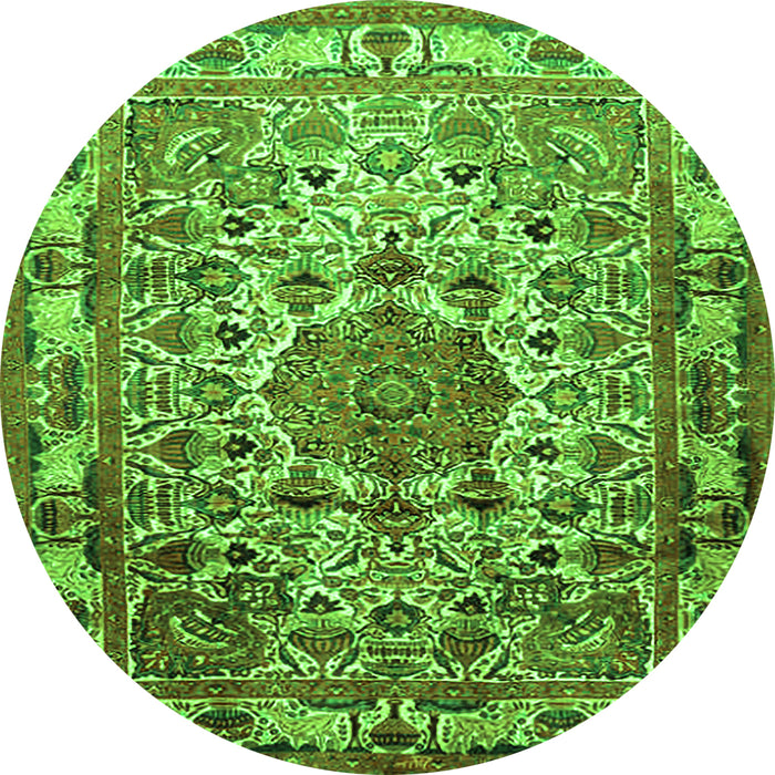 Square Medallion Green Traditional Rug, tr441grn