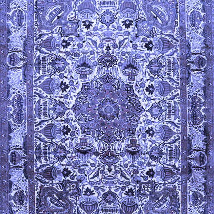 Machine Washable Medallion Blue Traditional Rug, wshtr441blu