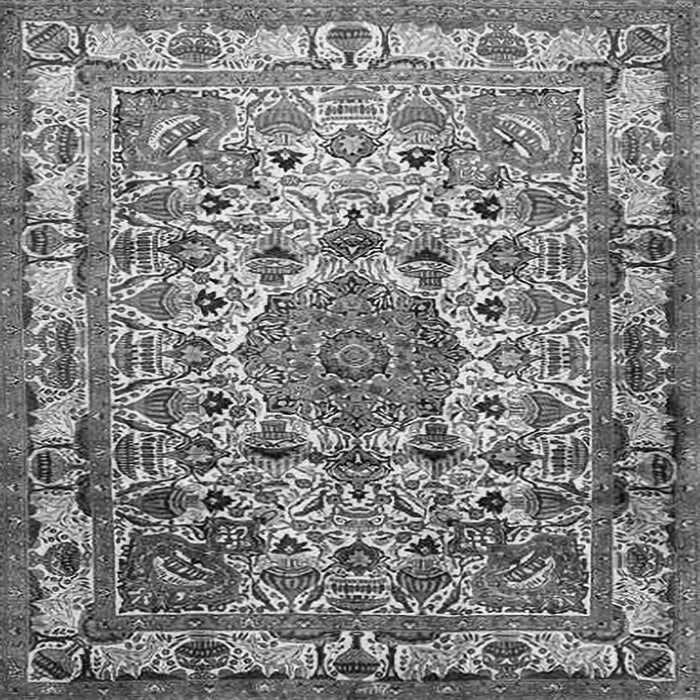 Round Machine Washable Medallion Gray Traditional Rug, wshtr441gry