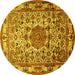 Round Medallion Yellow Traditional Rug, tr441yw
