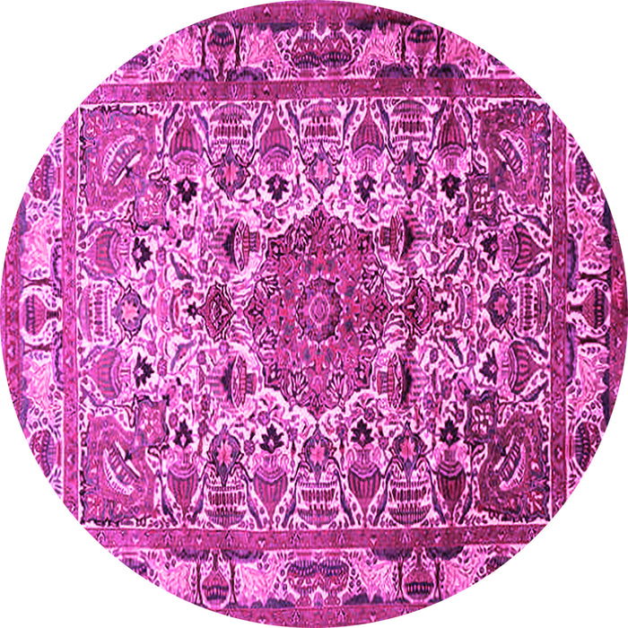 Round Medallion Pink Traditional Rug, tr441pnk