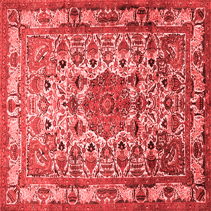 Machine Washable Medallion Red Traditional Rug, wshtr441red