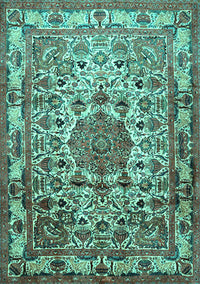 Medallion Turquoise Traditional Rug, tr441turq