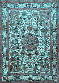 Medallion Light Blue Traditional Rug, tr441lblu