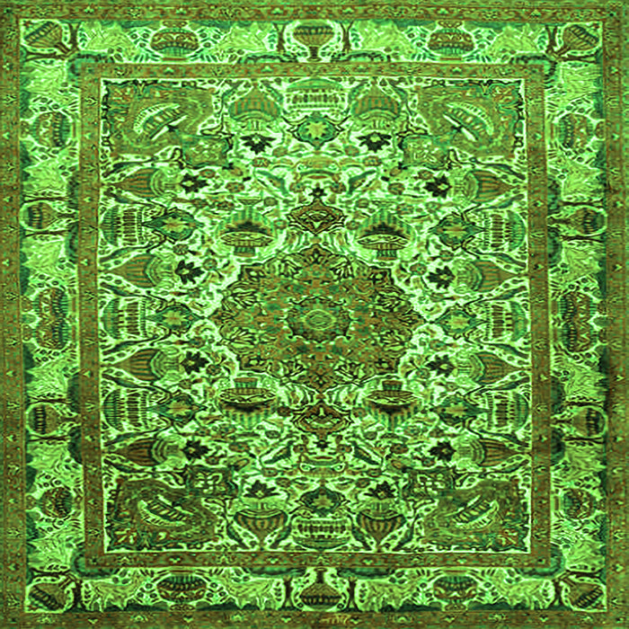 Serging Thickness of Medallion Green Traditional Rug, tr441grn
