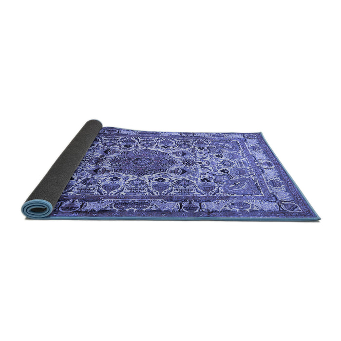 Sideview of Medallion Blue Traditional Rug, tr441blu