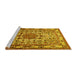 Sideview of Machine Washable Medallion Yellow Traditional Rug, wshtr441yw