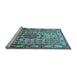 Sideview of Machine Washable Medallion Light Blue Traditional Rug, wshtr441lblu