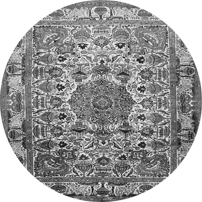 Machine Washable Medallion Gray Traditional Rug, wshtr441gry