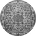 Machine Washable Medallion Gray Traditional Rug, wshtr441gry