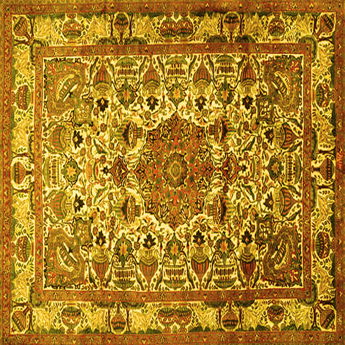 Square Medallion Yellow Traditional Rug, tr441yw