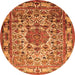 Square Medallion Orange Traditional Rug, tr441org