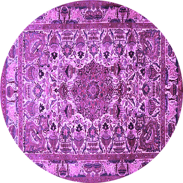 Round Medallion Purple Traditional Rug, tr441pur