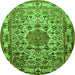 Machine Washable Medallion Green Traditional Area Rugs, wshtr441grn