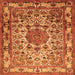 Serging Thickness of Medallion Orange Traditional Rug, tr441org