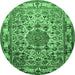 Round Medallion Emerald Green Traditional Rug, tr441emgrn