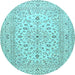Round Medallion Light Blue Traditional Rug, tr4420lblu
