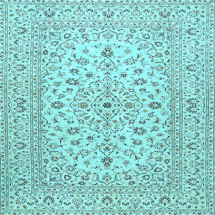 Square Medallion Light Blue Traditional Rug, tr4420lblu