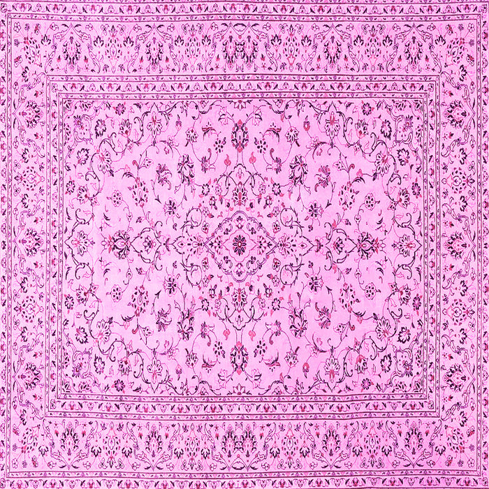 Square Machine Washable Medallion Pink Traditional Rug, wshtr4420pnk