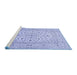 Sideview of Machine Washable Medallion Blue Traditional Rug, wshtr4420blu