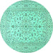 Round Medallion Turquoise Traditional Rug, tr4420turq