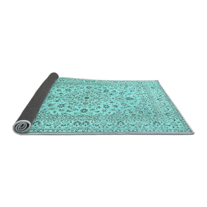 Sideview of Medallion Light Blue Traditional Rug, tr4420lblu
