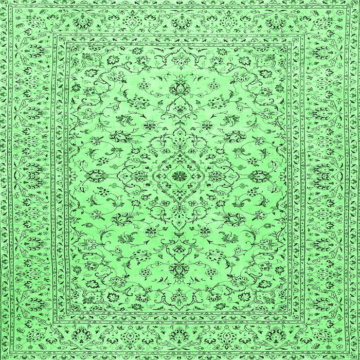 Square Machine Washable Medallion Emerald Green Traditional Area Rugs, wshtr4420emgrn
