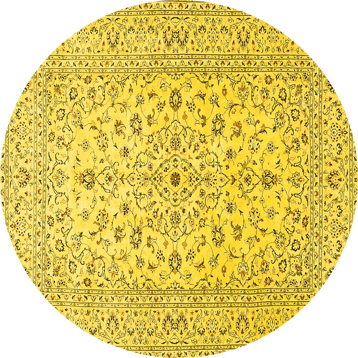 Round Medallion Yellow Traditional Rug, tr4420yw