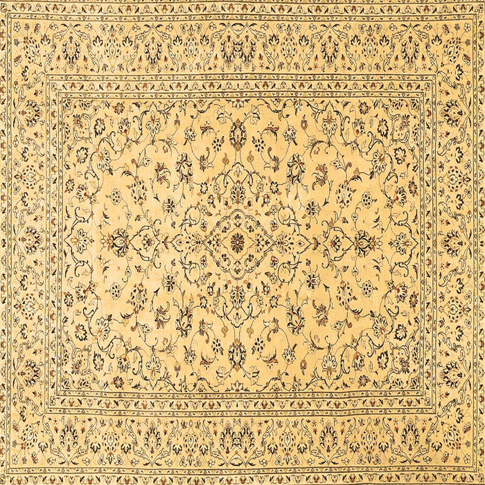 Square Machine Washable Medallion Brown Traditional Rug, wshtr4420brn