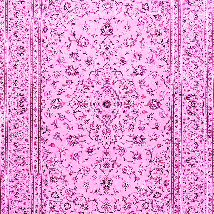 Machine Washable Medallion Pink Traditional Rug, wshtr4420pnk