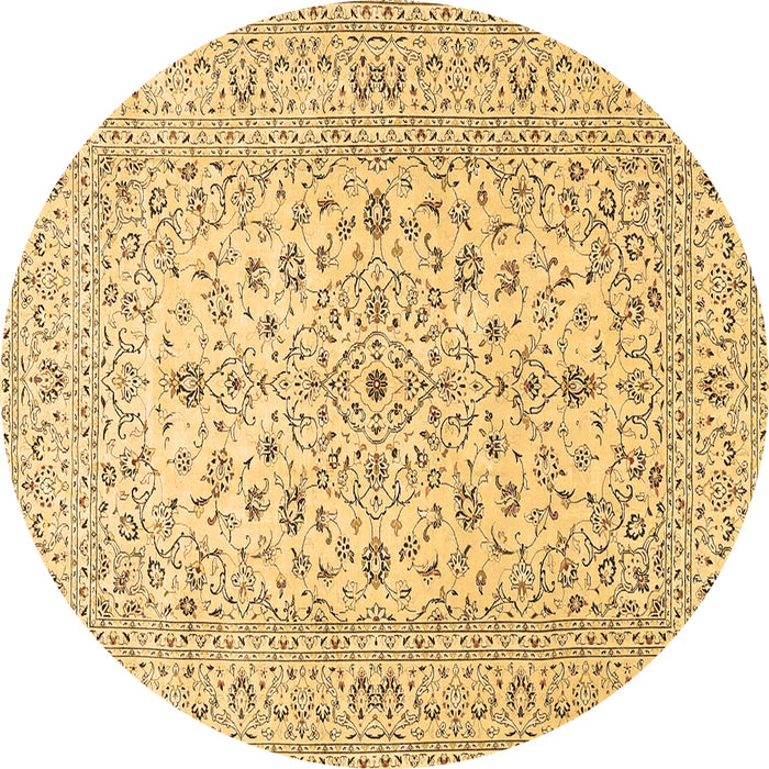 Round Medallion Brown Traditional Rug, tr4420brn