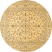 Round Medallion Brown Traditional Rug, tr4420brn
