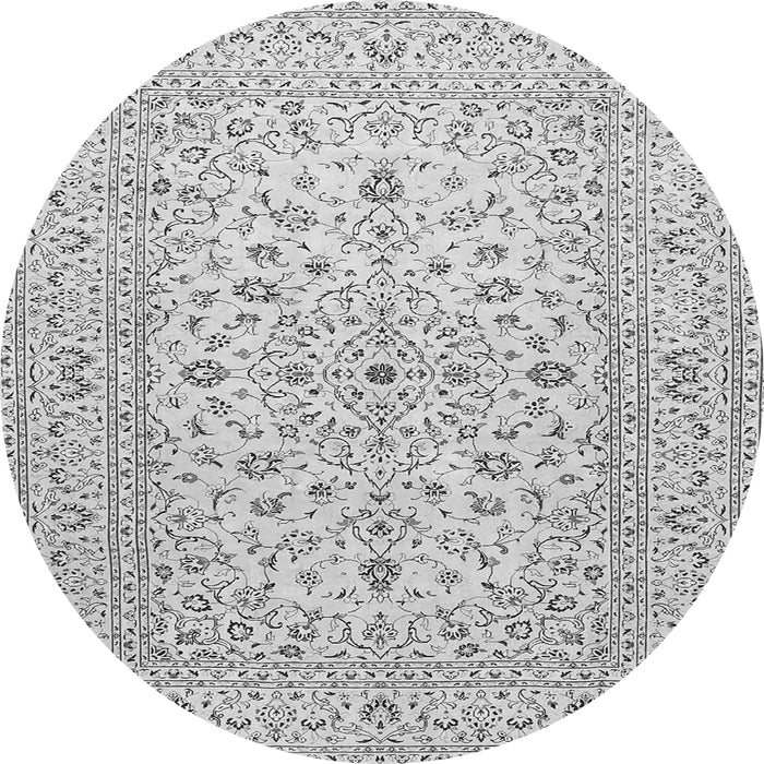 Machine Washable Medallion Gray Traditional Rug, wshtr4420gry