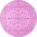 Round Medallion Pink Traditional Rug, tr4420pnk