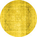 Round Persian Yellow Traditional Rug, tr4421yw