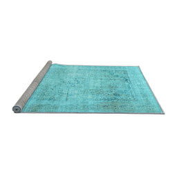 Sideview of Machine Washable Persian Light Blue Traditional Rug, wshtr4421lblu