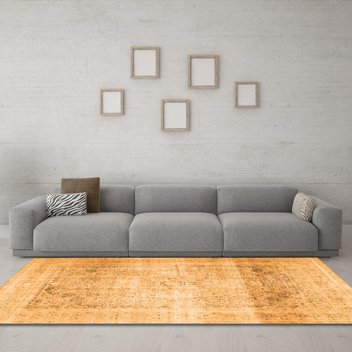 Machine Washable Persian Orange Traditional Area Rugs in a Living Room, wshtr4421org